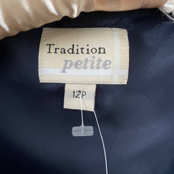 Tradition  - VTG  -  NWT-  floor length chiffon dress  - blue w jacket size 12P - Picture 7 of 11